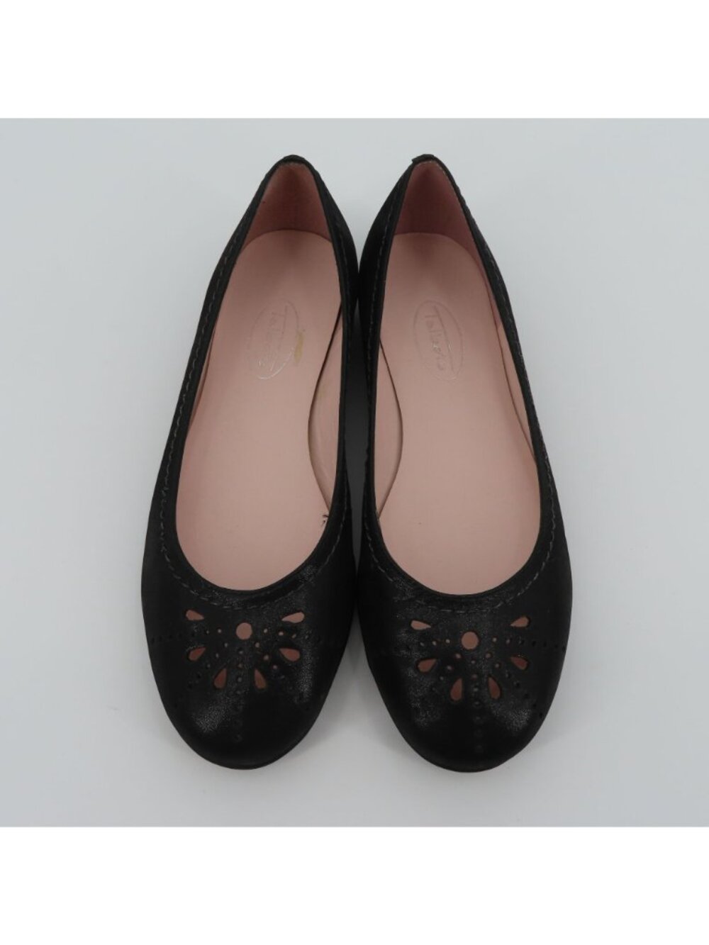Talbots Women 6 B Shimmer Black Leather Cut Out Round Toe Ballet Flats Shoes - Picture 2 of 11